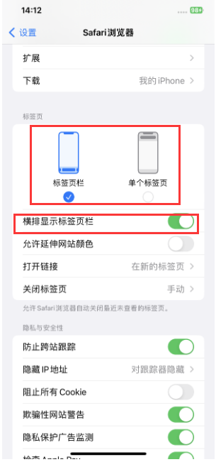 临猗苹果手机维修分享Safari浏览器如何切换标签栏位置 