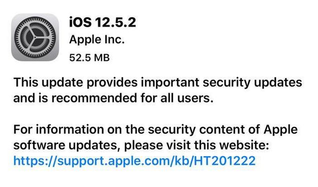 临猗苹果手机维修分享iOS12.5.2发布，建议所有老苹果用户安装 